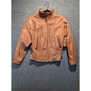 Vintage  ADVENTURE BOUND WILSON Bomber Brown Leather Jacket Sz Md Womens Classic